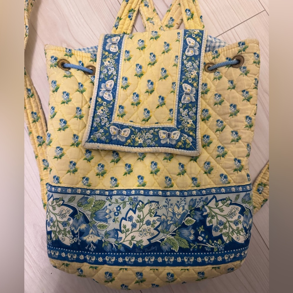 Vera Bradley Retired Katherine Yellow Butterfly Drawstring Backpack